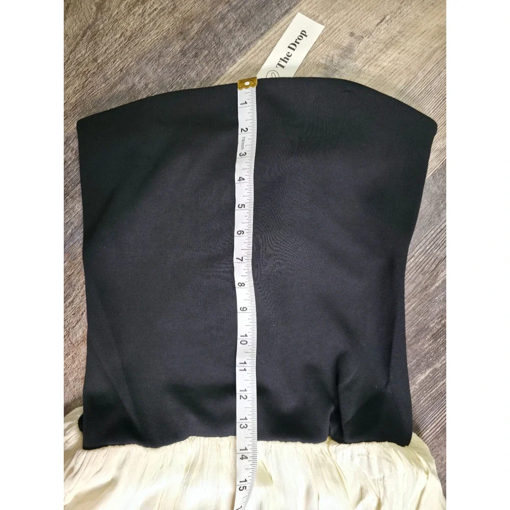 The Drop Lillian Strapless Maxi Dress Black Ivory Size S NWT Colorblock - Picture 5 of 8